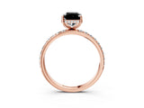 Rose gold Fancy Black Radiant Cut Diamond Solitaire Ring with Pavé Band and Hidden Halo_15