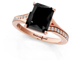 Rose gold Fancy Black Radiant Cut Diamond Solitaire Ring with Pavé Band and Prong Setting_13