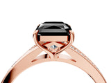 Rose gold Fancy Black Radiant Cut Diamond Solitaire Ring with Pavé Band and Prong Setting_16