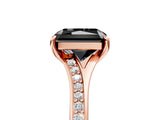 Rose gold Fancy Black Radiant Cut Diamond Solitaire Ring with Pavé Band and Prong Setting_17
