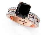 Rose gold Fancy Black Radiant Cut Diamond Solitaire Ring with Pavé and Channel Set Band_1