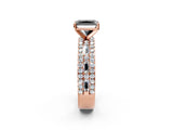 Rose gold Fancy Black Radiant Cut Diamond Solitaire Ring with Pavé and Channel Set Band_2