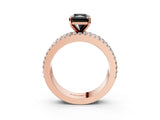 Rose gold Fancy Black Radiant Cut Diamond Solitaire Ring with Pavé and Channel Set Band_3