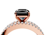 Rose gold Fancy Black Radiant Cut Diamond Solitaire Ring with Pavé and Channel Set Band_4