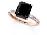 Rose gold Fancy Black Radiant Cut Diamond Solitaire Ring with Pave Band and Four Prong Setting_13