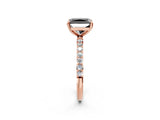 Rose gold Fancy Black Radiant Cut Diamond Solitaire Ring with Pave Band and Four Prong Setting_14