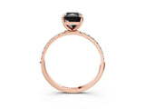 Rose gold Fancy Black Radiant Cut Diamond Solitaire Ring with Pave Band and Four Prong Setting_15