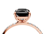 Rose gold Fancy Black Radiant Cut Diamond Solitaire Ring with Pave Band and Four Prong Setting_16