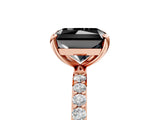 Rose gold Fancy Black Radiant Cut Diamond Solitaire Ring with Pave Band and Four Prong Setting_17