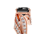 Rose gold Fancy Black Radiant Cut Diamond Solitaire Ring with Prong Setting and Twisted Pavé Band_5