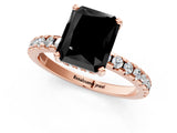 Rose gold Fancy Black Radiant Cut Diamond Solitaire Ring with Round  Pavé Band and Four-Prong Setting_37