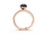 Rose gold Fancy Black Radiant Cut Diamond Solitaire Ring with Round  Pavé Band and Four-Prong Setting_39