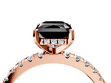 Rose gold Fancy Black Radiant Cut Diamond Solitaire Ring with Round  Pavé Band and Four-Prong Setting_40