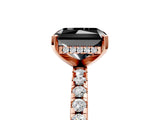 Rose gold Fancy Black Radiant Cut Diamond Solitaire Ring with Round  Pavé Band and Four-Prong Setting_41