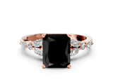Rose gold Fancy Black Radiant Cut Diamond Solitaire Ring with Side Stones and Four-Prong Setting_12
