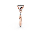 Rose gold Fancy Black Radiant Cut Diamond Solitaire Ring with Side Stones and Four-Prong Setting_14