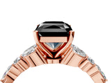 Rose gold Fancy Black Radiant Cut Diamond Solitaire Ring with Side Stones and Four-Prong Setting_16