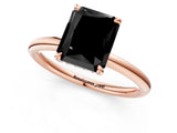 Rose gold Fancy Black Radiant Cut Diamond Solitaire Ring with Thin Band and Four-Prong Setting_1