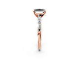 Rose gold Fancy Black Radiant Cut Diamond Solitaire with Side Baguettes and Channel Set Band_2