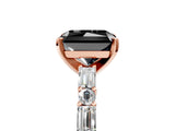 Rose gold Fancy Black Radiant Cut Diamond Solitaire with Side Baguettes and Channel Set Band_5