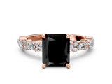 Rose gold Fancy Black Radiant Cut Diamond Solitaire with Side Stones, Pave Band, Four-Prong Setting_24