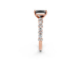 Rose gold Fancy Black Radiant Cut Diamond Solitaire with Side Stones, Pave Band, Four-Prong Setting_26