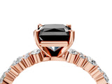 Rose gold Fancy Black Radiant Cut Diamond Solitaire with Side Stones, Pave Band, Four-Prong Setting_28