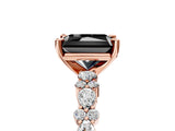 Rose gold Fancy Black Radiant Cut Diamond Solitaire with Side Stones, Pave Band, Four-Prong Setting_29