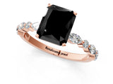 Rose gold Fancy Black Radiant Cut Diamond Solitaire with Side Stones on a Pavé Band and Four-Prong Setting_1