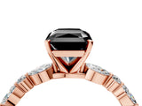 Rose gold Fancy Black Radiant Cut Diamond Solitaire with Side Stones on a Pavé Band and Four-Prong Setting_4