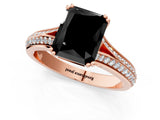 Rose gold Fancy Black Radiant Cut Diamond Split Shank Engagement Ring with Pavé Band_1