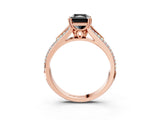 Rose gold Fancy Black Radiant Cut Diamond Split Shank Engagement Ring with Pavé Band_3