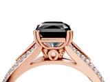 Rose gold Fancy Black Radiant Cut Diamond Split Shank Engagement Ring with Pavé Band_4