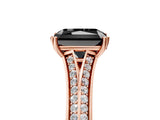 Rose gold Fancy Black Radiant Cut Diamond Split Shank Engagement Ring with Pavé Band_5