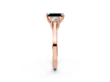Rose gold Fancy Black Radiant Cut Diamond Three-Stone Engagement Ring with Prong Setting and Pavé Band_2