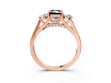 Rose gold Fancy Black Radiant Cut Diamond Three-Stone Engagement Ring with Prong Setting and Pavé Band_3