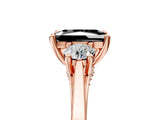 Rose gold Fancy Black Radiant Cut Diamond Three-Stone Engagement Ring with Prong Setting and Pavé Band_5