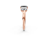Rose gold Fancy Black Radiant Cut Diamond Three-Stone Ring with Four-Prong Setting and Classic Band_2