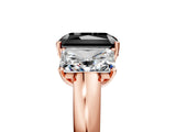 Rose gold Fancy Black Radiant Cut Diamond Three-Stone Ring with Four-Prong Setting and Classic Band_5