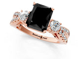 Rose gold Fancy Black Radiant Cut Diamond Three-Stone Ring with Pavé Split Shank and Four-Prong Setting_1