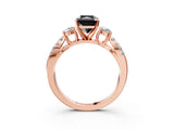 Rose gold Fancy Black Radiant Cut Diamond Three-Stone Ring with Pavé Split Shank and Four-Prong Setting_3