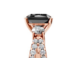 Rose gold Fancy Black Radiant Cut Diamond Three-Stone Ring with Pavé Split Shank and Four-Prong Setting_5