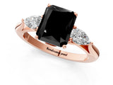 Rose gold Fancy Black Radiant Cut Diamond Three-Stone Ring with Pear Side Stones and Four-Prong Setting_25