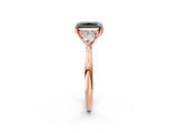 Rose gold Fancy Black Radiant Cut Diamond Three-Stone Ring with Pear Side Stones and Four-Prong Setting_26