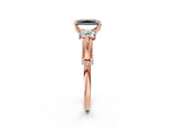 Rose gold Fancy Black Radiant Cut Diamond Three-Stone Ring with Prong Setting and Pavé Band_2