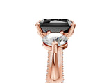 Rose gold Fancy Black Radiant Cut Diamond Three-Stone Ring with Prong Setting and Pavé Band_5