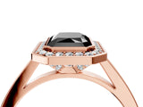 Rose gold Fancy Black Radiant Cut Halo Bezel Diamond Pave Band Ring_4