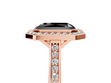 Rose gold Fancy Black Radiant Cut Halo Bezel Diamond Pave Band Ring_5