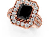 Rose gold Fancy Black Radiant Cut Halo Diamond Engagement Ring with Pave Split Shank and Four-Prong Setting_1