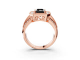 Rose gold Fancy Black Radiant Cut Halo Diamond Engagement Ring with Pave Split Shank and Four-Prong Setting_3